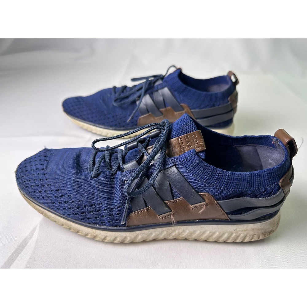 Cole Haan Grand Motion OS Mens Blue Knit Sneakers Lace Up Comfort Shoes Size 10M